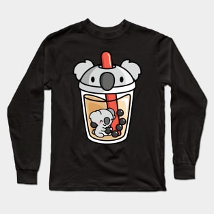 Bubble Tea with Cute Kawaii Koala Bear Inside Long Sleeve T-Shirt